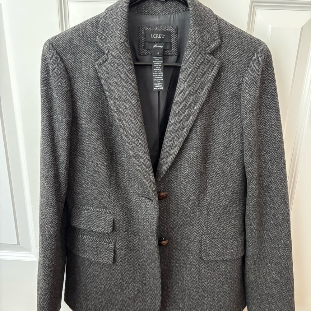 J. Crew Gray Herringbone Women's Blazer